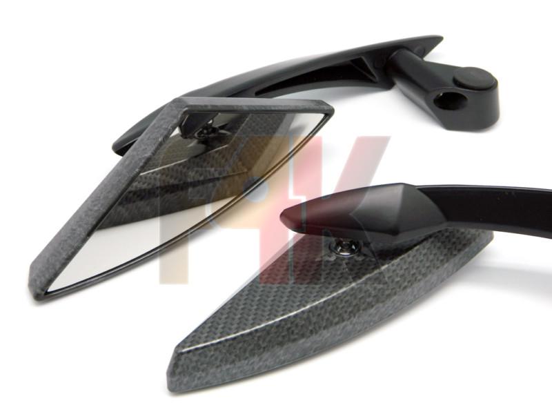 Universal carbon fiber spear motorcycle cruiser scooter rearview mirror 8mm 10mm