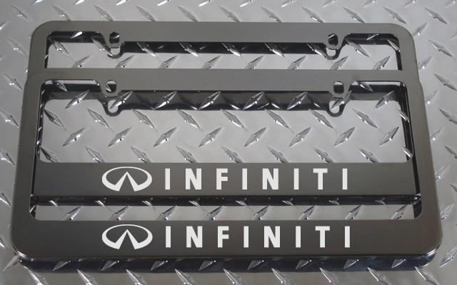 2 brand new infiniti gunmetal license plate frame + screw caps