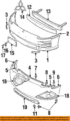 Mitsubishi oem mr348354 front bumper-bumper cover upper plate