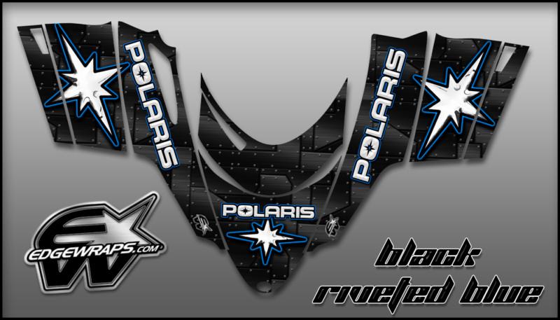Polaris dragon,shift,rmk, i.q.,switchback graphics kit - black riveted blue 