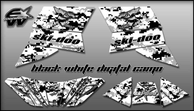 Ski doo rev xp, mxz, 600, 800 custom graphics  - 03/07 black white digital camo