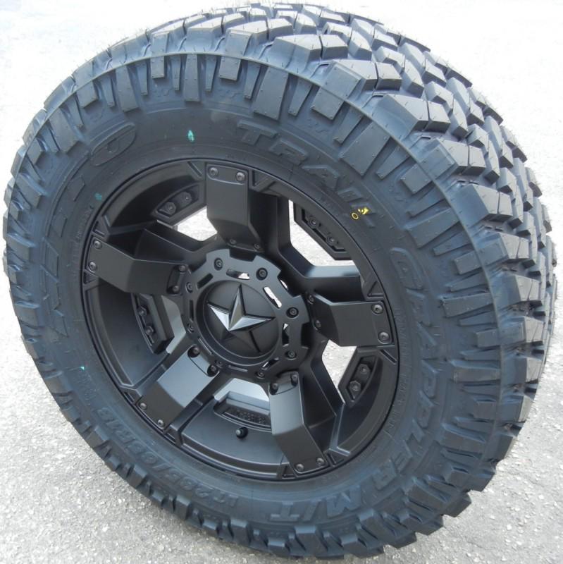 18" black rockstar 2 wheels rim nitto trail grappler tires chevy 1500 gmc sierra
