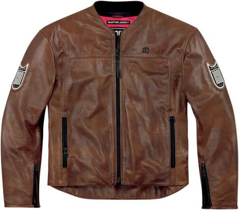 Icon 1000 chapter mens leather motorcycle jacket cutter brown 2xl xxl 2x