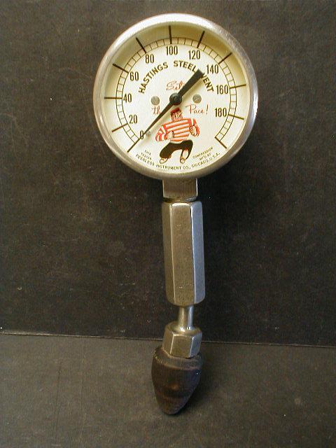 Vintage hastings steel-vent compression tester w/hastings man logo