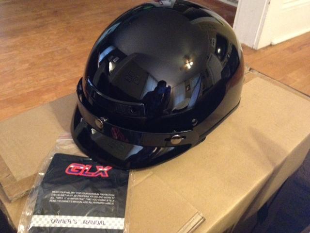 Brand new, motorcycle biker cruiser gloss black half helmet ~xl~ 