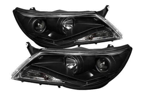 Spyder vtig09drl black clear projector headlights head light w leds 2 pcs 1 pair