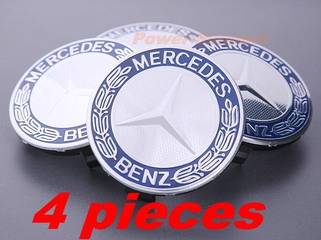 Real 75mm mercedes benz blue wheel center caps amg e ml sl clk slk high quality