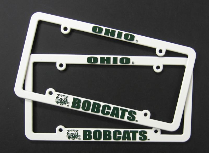 Set of 2 - ohio university bobcats license plate frame - white plastic