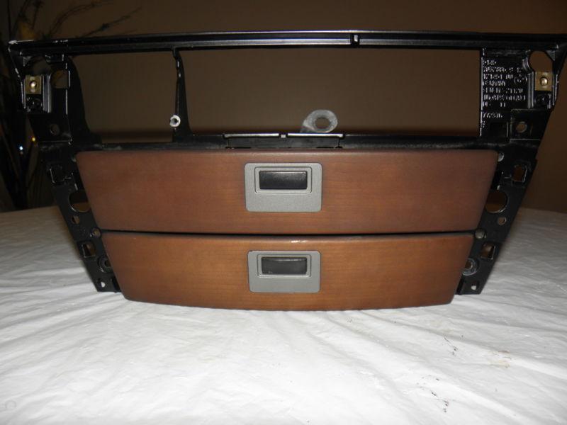 Bmw 745i 2002 e65 oem center dash wood tray with storage compartments 