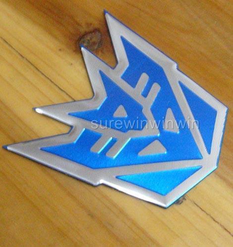 Transformers decepticon car motor boat emblem badge sticker blue s
