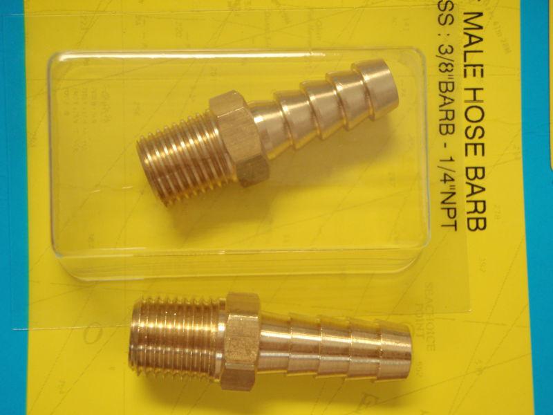 Fuel fitting brass hose barb 1/4" pipe 3/8" hose 20821 pair fuel line fittings 