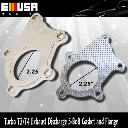 Turbo t3/t4 exhaust discharge 5-bolt gasket and flange honda accord crx del sol