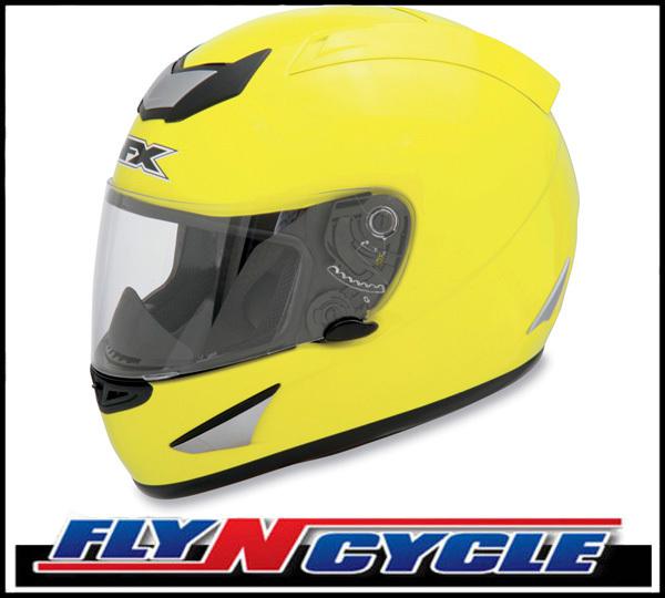 Afx fx-95 solid hi-vis yellow medium full face motorcycle helmet dot ece med md