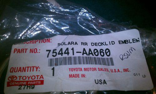 Toyota solara/ camry rear trunk emblem oem part#75441-aa060   