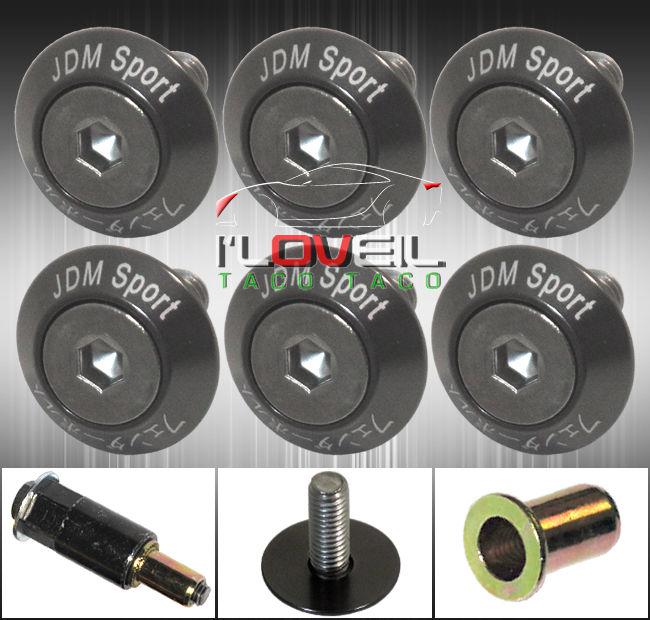 6 pcs m8 gunmetal jdm sport fender washer screws anchor key hex locking engine 