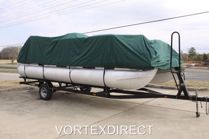 New vortex green 24 ft  foot ultra pontoon boat cover w/elastic seam + tie downs