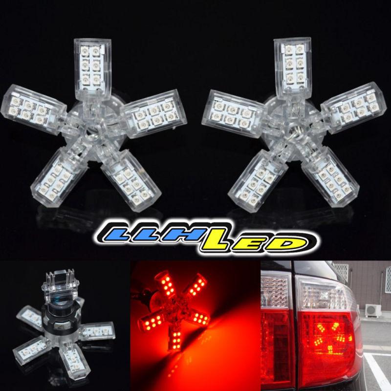 2pc 3157 spider 5-arms red 40 3528 smd led dc 12v rear turn signal light bulb 