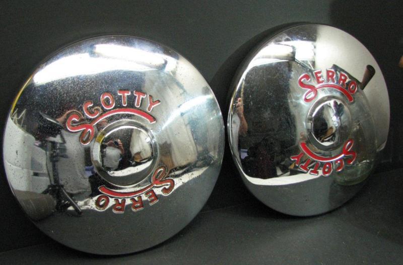 Antique scotty serro hub caps set