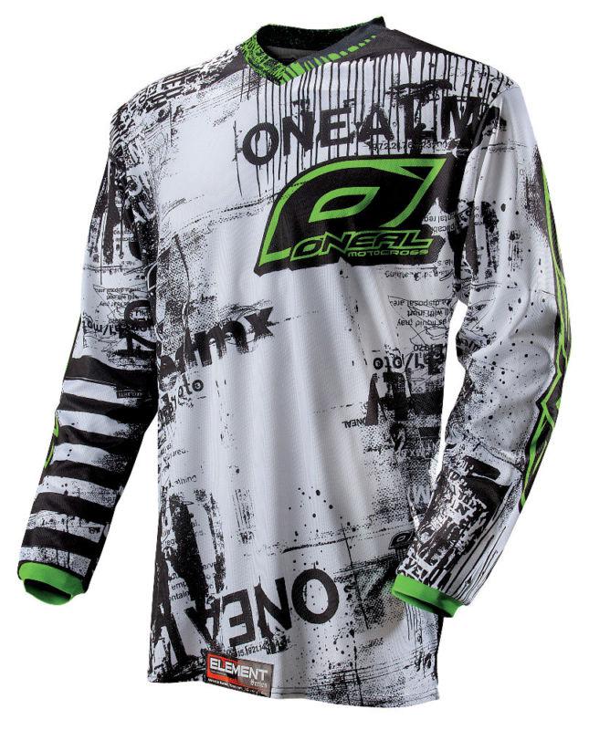 O'neal oneal element toxic white mens dirt bike jersey off-road motocross mx atv