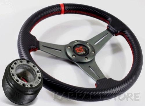 93-97 honda del sol gunmetal trim/carbon fiber vinyl steering wheel+hub adapter