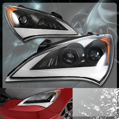 2010-2012 2.0t/3.8 coupe black housing amber reflector dual projector headlight