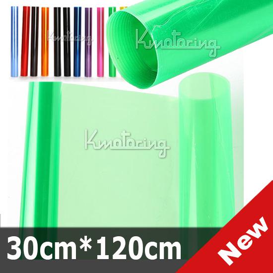 Green car 3-layer smoke fog tint vinyl headlight tail light film sheet stickers
