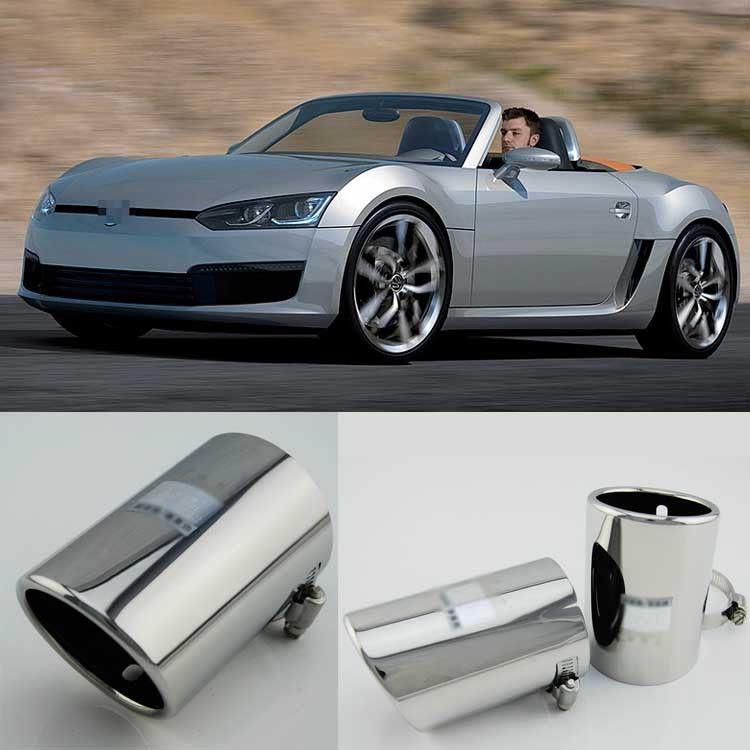 Dual new inlet t304 stainless steel exhaust muffler tips for vw golf cabriolet
