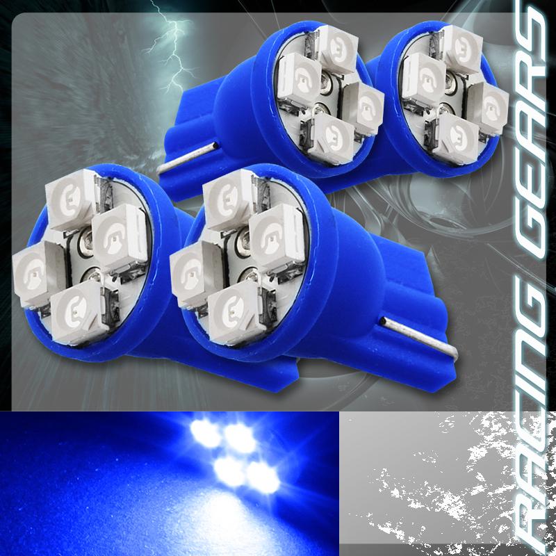4x blue smd 4 led 12v t10 wedge interior instrument map panel gauge light bulbs