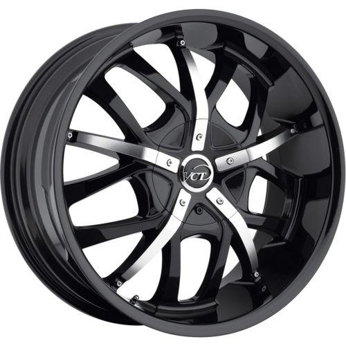 22x9.5 black vct romano wheels 6x135 6x5.5 +30 chevrolet tahoe suburban