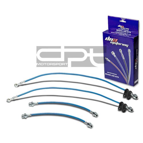 Accord ca replacement front/rear stainless hose blue pvc coated brake lines kit