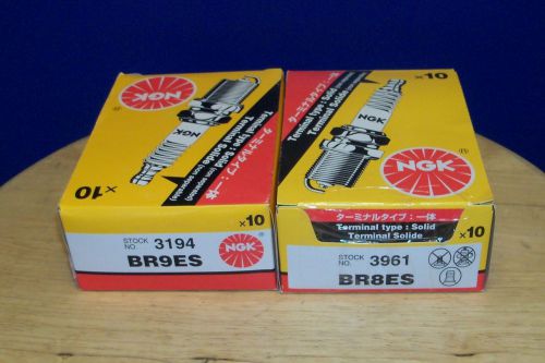 2 ten packs of ngk spark plugs 1 box br9es-s solid 3194 1 box br8es-s solid 3961
