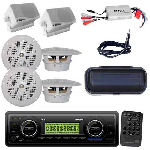 Marine weatherband aux mp3 receiver+ 4x round 2x box speakers, cover &amp; 800w amp