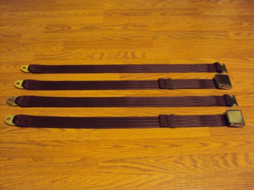 (2) buick chevy gm pontiac oldsmobile muscle car rat hot rod seat belts maroon