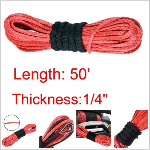 1/4&#034; x 50&#039;dyneema synthetic winch rope synthetic car tow recovery cable off road