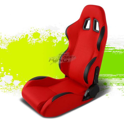 Red cloth/black reclinable jdm sports racing seats+adjustable slider driver side