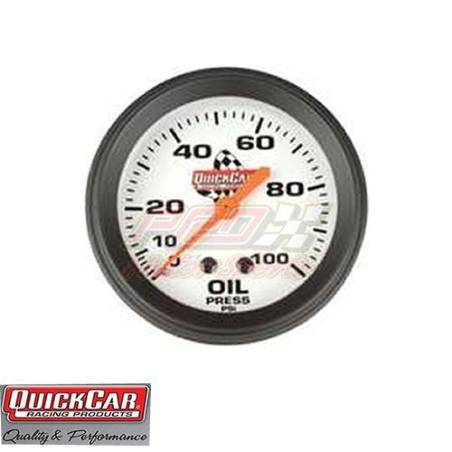 Quickcar  0-100 psi  oil  pressure guage (2 5/8 white face) imca drag 611-6004