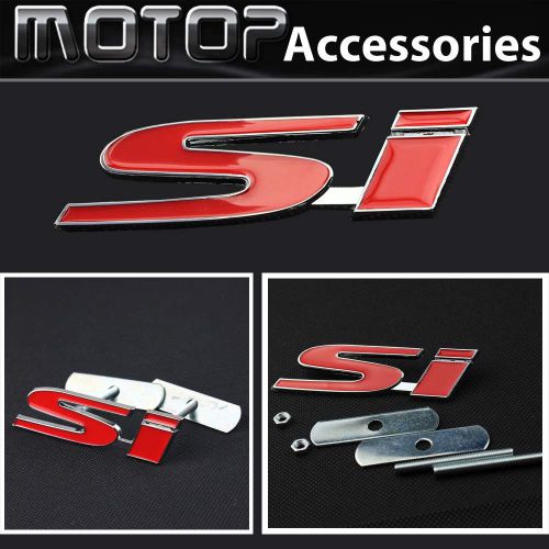 Si 3d metal red si racing front hood grille badge emblem