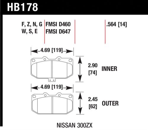 Hawk performance hb178z.564 disc brake pad fits 89-96 300zx skyline