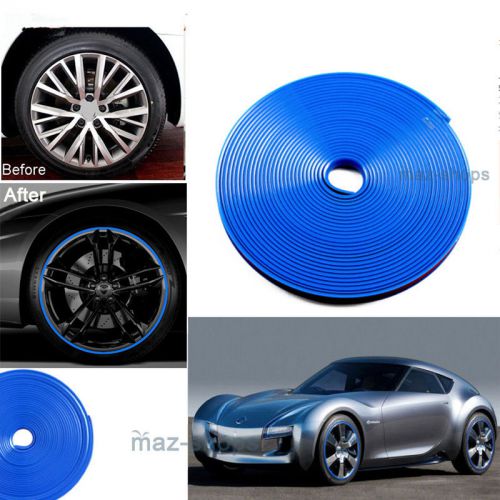 Blue car wheel hub rim protector ring guard sticker line rubber strips for jeep