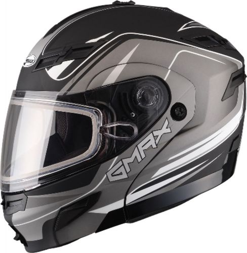 Gmax gm54s modular snowmobile helmet terrain black/silver - 7 sizes