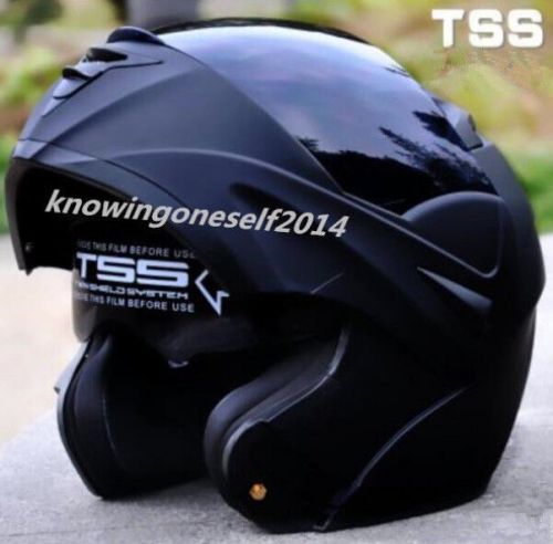 Matte black dual visor flip up full face motorcycle motor cross helmet sz m