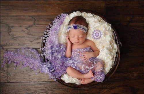 Newborn baby no-stretch lace wrap,photography prop-purple