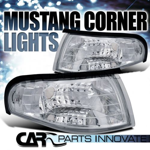 1994-1998 ford mustang gt clear corner parking lights lamp pair