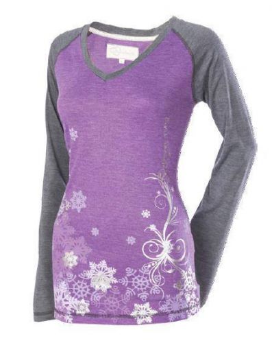 Divas snowgear raglan long-sleeve v-neck womens t-shirt purple large lg 97368