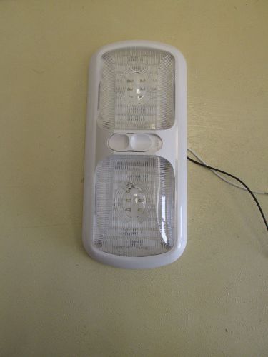 Double led 12v dome light fixture - pancake- switch- clear optic lens- white