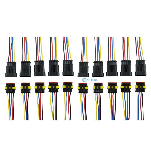 10 set 4 pin way car waterproof electrical connector plug with wire awg auto new