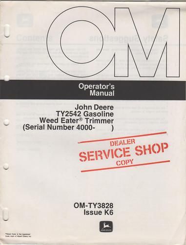 John deere gas weed eater trimmer operator&#039;s manual