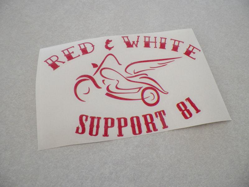 Biker decal red & white support supporter 81 outlaw motorcycle club