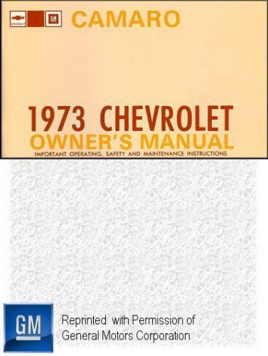 1973 chevrolet camaro owner&#039;s manual - gm part no. 328897a