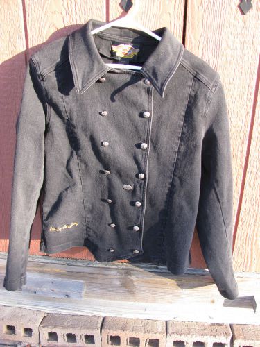 Vintage womens harley-davidson &#034;boulevard&#034; jean jacket sz l **euc**